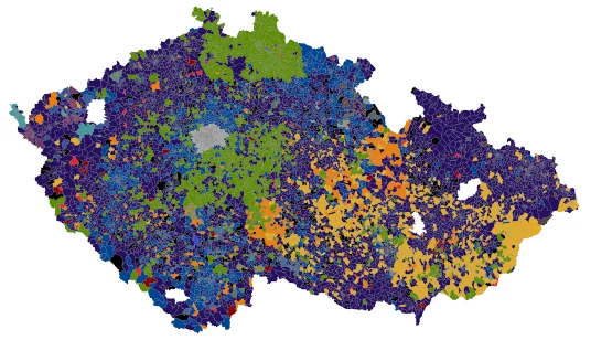 Mapa s výsledky voleb po okrscích